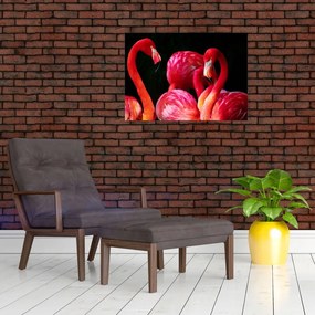 Sklenený obraz červených plameniakov (70x50 cm)