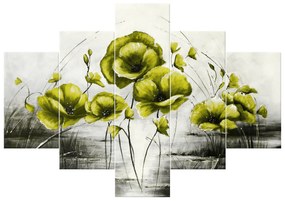 Gario Ručne maľovaný obraz Žlté Vlčie maky - 5 dielny Rozmery: 100 x 70 cm