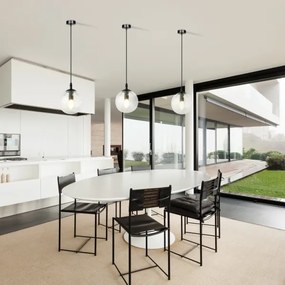 Luster na lanku COSMO 1xE14/10W/230V pr. 14 cm čierna/číra