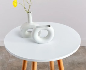 Barový stôl Mijas natura, okrúhly - v107 x 60 x 60 cm - Biela