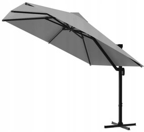 Štýlový sivý slnečník MINI ROMA 2,5 × 2,5 m