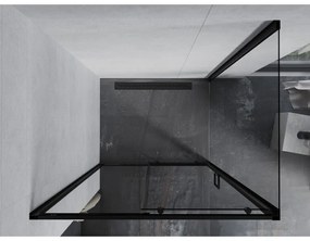 Mexen Apia, sprchový kút s posuvnými dverami 120 (dvere) x 90 (stena) cm, 6mm číre sklo, čierny profil, 840-120-090-70-00