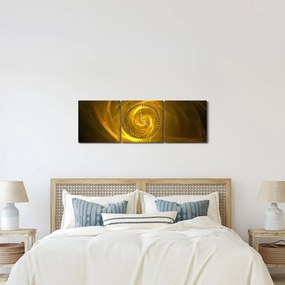 Obraz abstraktnej žltej špirály (s hodinami) (90x30 cm)