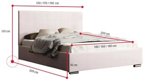 Čalúnená posteľ NASTY 4 + rošt, sofie 20, 180x200 cm