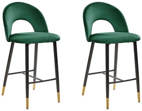 Sada 2 zamatových barových stoličiek smaragdovo zelená FALTON Beliani