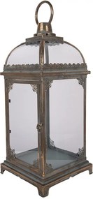 Bronzová antik kovová lampáš s čipkou Billia - 23*23*58 cm