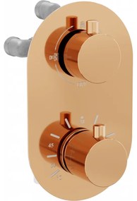 Mexen Kai termostatická vaňovo-sprchová batéria s 3 vývodmi, zlatoružová - 77602-60