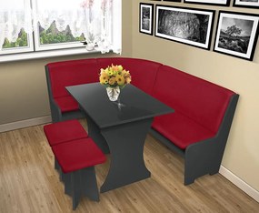 Nabytekmorava Jedálenská rohová lavica sa štokrlemi a stolom farba lamina: agát (akát), čalúnenie vo farbe: Mega 017 sivá