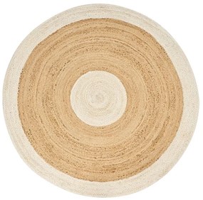 Okrúhly jutový koberec ø 140 cm béžová a biela YAYALAR Beliani