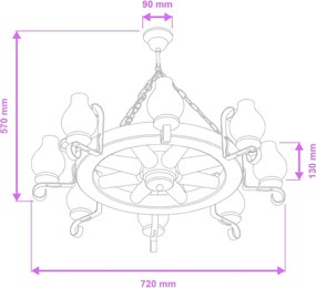 Brilagi - Luster na reťazi ROATA 8xE14/40W/230V pr. 70 cm buk/orech