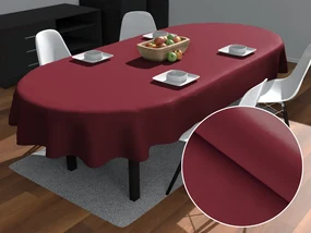 Biante Veľký teflónový oválny obrus TF-095 Vínovo červený bez vzoru 240x280 cm