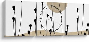 Obraz - Grafická lúka N⁰2 (s hodinami) (90x30 cm)