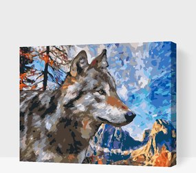 Gario Maľovanie podľa čísel Vlk v horách Rozmery: 40 x 30 cm, Rámovanie: S vnútorným rámom