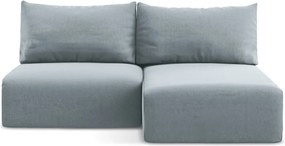 Modrá zamatová rozkladacia/s úložným priestorom rohová pohovka (pravý roh/s leňoškou) Kalena – Makamii