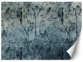 Fototapeta, Ptáci a motýli Modrá - 250x175 cm