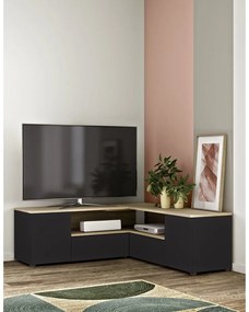 TV stolík v dekore duba v čierno-prírodnej farbe 130x46 cm Angle – TemaHome