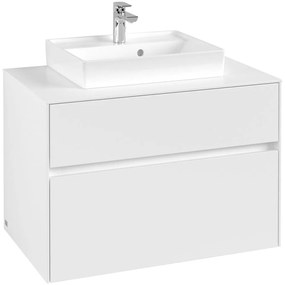 VILLEROY &amp; BOCH Collaro závesná skrinka pod umývadlo na dosku (umývadlo v strede), 2 zásuvky, 800 x 500 x 548 mm, White Matt, C06900MS