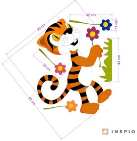 Nálepka na stenu - Kvety a tiger