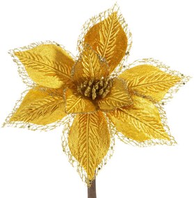 Dekoračný vianočný kvet 20 cm zlatá