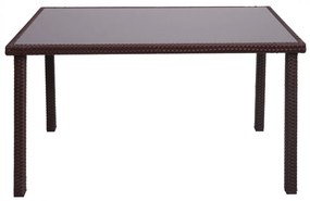 Záhradný stôl HWC-G19, polyratan,120x75cm - hnedá