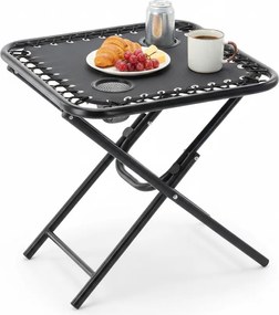 CH Skladací turistický stolík s držiakmi na nápoje - čierna