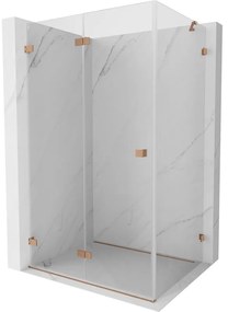 Mexen Lunar-F, skladací sprchový kút ľavý 75 x 70 cm, 8mm číre sklo, profil medená matná, 836-075-070-65-00-L