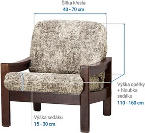 Bielastické poťahy MARMO béžové kreslo s drevenými rúčkami (š. 40 - 70 cm)