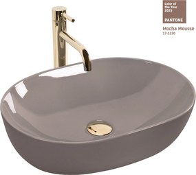 Keramické umývadlo na dosku REA LISA 49x35, beige lesk