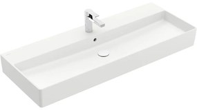 VILLEROY &amp; BOCH Memento 2.0 závesné umývadlo s otvorom, s prepadom, 1200 x 470 mm, Stone White, s povrchom CeramicPlus, 4A22C5RW