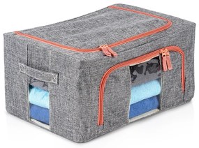 Látkový pevný box na uskladnenie textilu, sivý PILLOW 40x 30 x 20 cm (22l)