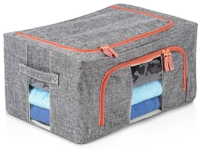 Látkový pevný box na uskladnenie textilu, sivý PILLOW 40x 30 x 20 cm (22l)
