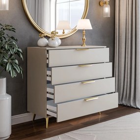 KOMODA MARION 2S KAŠMÍR ZLATÉ ÚCHYTKY + NOŽIČKY LED 95 cm