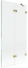 Mexen Lunar, 2-krídlová vaňová zástena pravá 90 x 150 cm, číre sklo, zlatá lesklá, 897-090-100-50-00-P