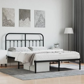 Kovový rám postele s čelom čierny 140x200 cm 352579