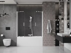 Mexen Velar Duo, 2-krídlová posuvná vaňová zástena 150 x 150 cm, 8mm číre sklo, biely profil, 896-150-000-02-20