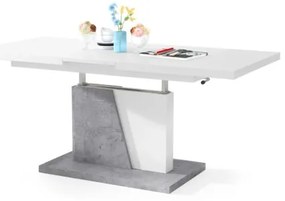 Rozkladací konferenčný/jedálenský stôl so zvíhacou doskou NINO biela/šedá betón