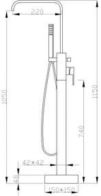 Mexen Avila, voľnostojaca vaňová batéria, čierna, 75833-70