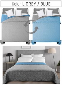 Tutumi Diamante, obojstranný prešívaný prehoz na posteľ 200x220 cm, svetlá šedá-modrá, NAZ-00707