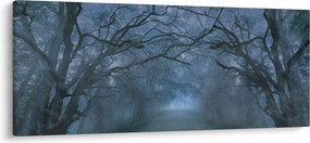 Obraz lesa v hmle (120x50 cm)