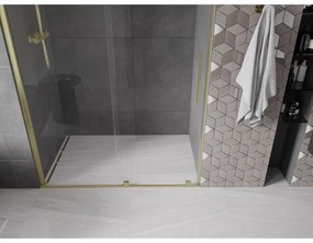 Mexen Velar, posuvné dvere do otvoru 160x200 cm, 8mm číre sklo, zlatá matná, 871-160-000-01-55