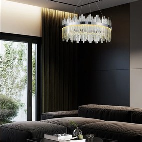Závesný LED krištáľový luster APP1516-CP60 strieborný
