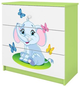 Detská komoda  Babydreams zelená – Slon
