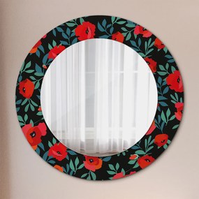 Okrúhle ozdobné zrkadlo na stenu Červené mak fi 50 cm