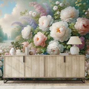 Tapeta pastelová kvetinová záhrada