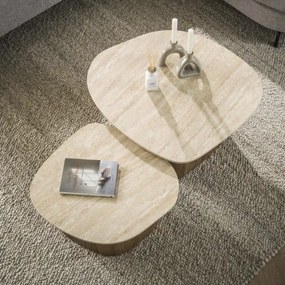 Konferenčný stôl 45-68 Romano 2-set Ceramic Travertine  - Komfort-nábytok