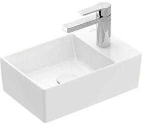 VILLEROY &amp; BOCH Memento 2.0 závesné umývadielko s otvorom vpravo (spodná strana brúsená), bez prepadu, 400 x 260 mm, biela alpská, 43234G01