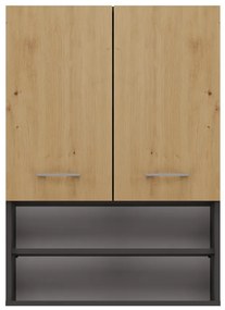 Dubová kúpeľňová skrinka s poličkami POLA  Dub artisan/antracit