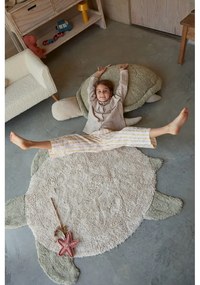 Béžový prateľný ručne tkaný bavlnený detský koberec 110x130 cm Sea Turtle – Lorena Canals