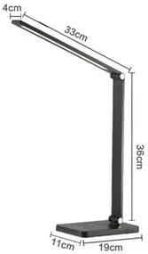 Stolná lampa Platinet 10 W, bezdrôtové nabíjanie + USB, strieborná