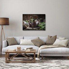 Sklenený obraz - Kanvička s rozmarínom (70x50 cm)